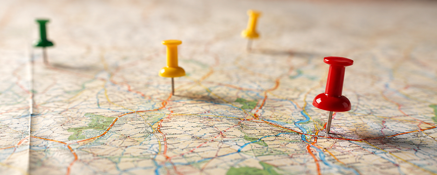 Map with location pins marking AIROC Hospitals